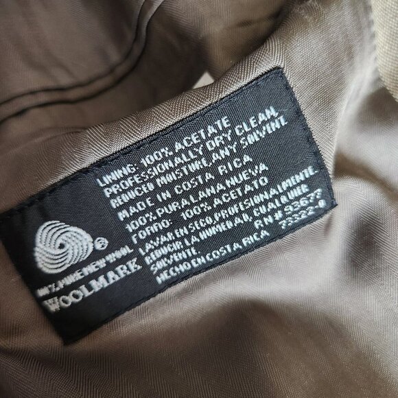 Stafford Men's Suit Jacket Size 44R Beige 100% Wool Collared 3 Button Blazer - Picture 6 of 11